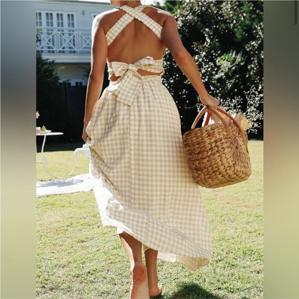 NWT REVOLVE & SPRING lovers COMMENSE Coastal Check Gingham Dress